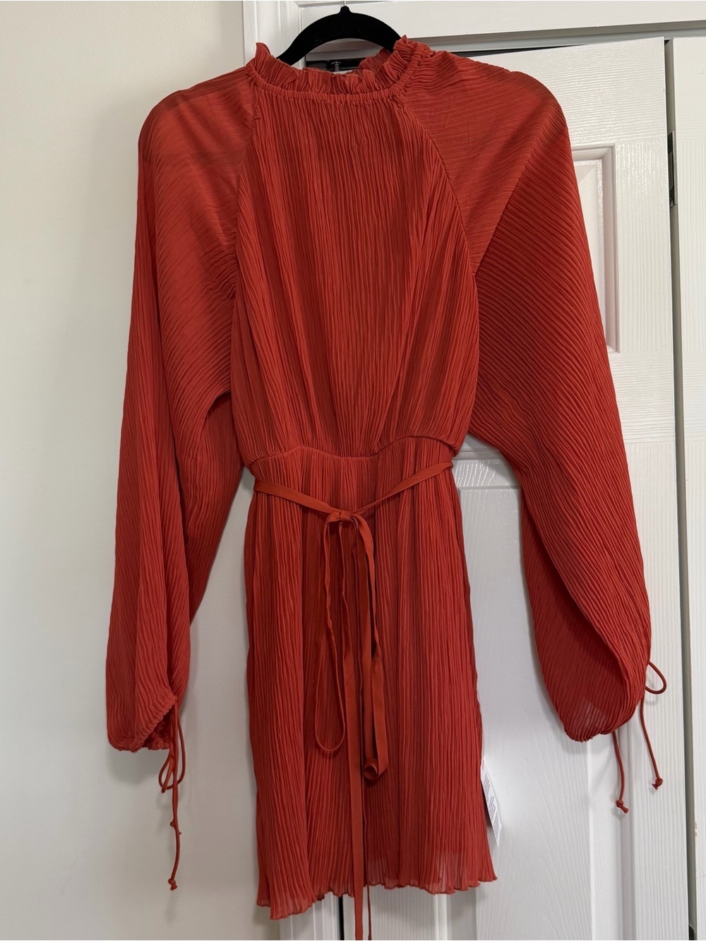 ASOS Design Long Sleeve Gauze Like Burnt Orange Dress Size 4, NWT